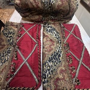 Nobel Philippe Michael Amini Queen Comforter & Shams Gorgeous Leopard Red Clean!